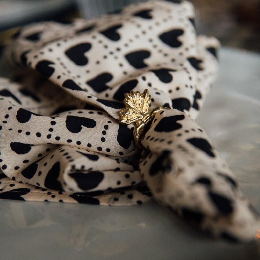 greige Brass Sacred Heart Napkin Ring - Set of Four - Boncoeurs