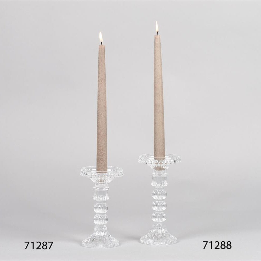 greige Camilla Glass Candlestick - for Dinner or Pillar Candle