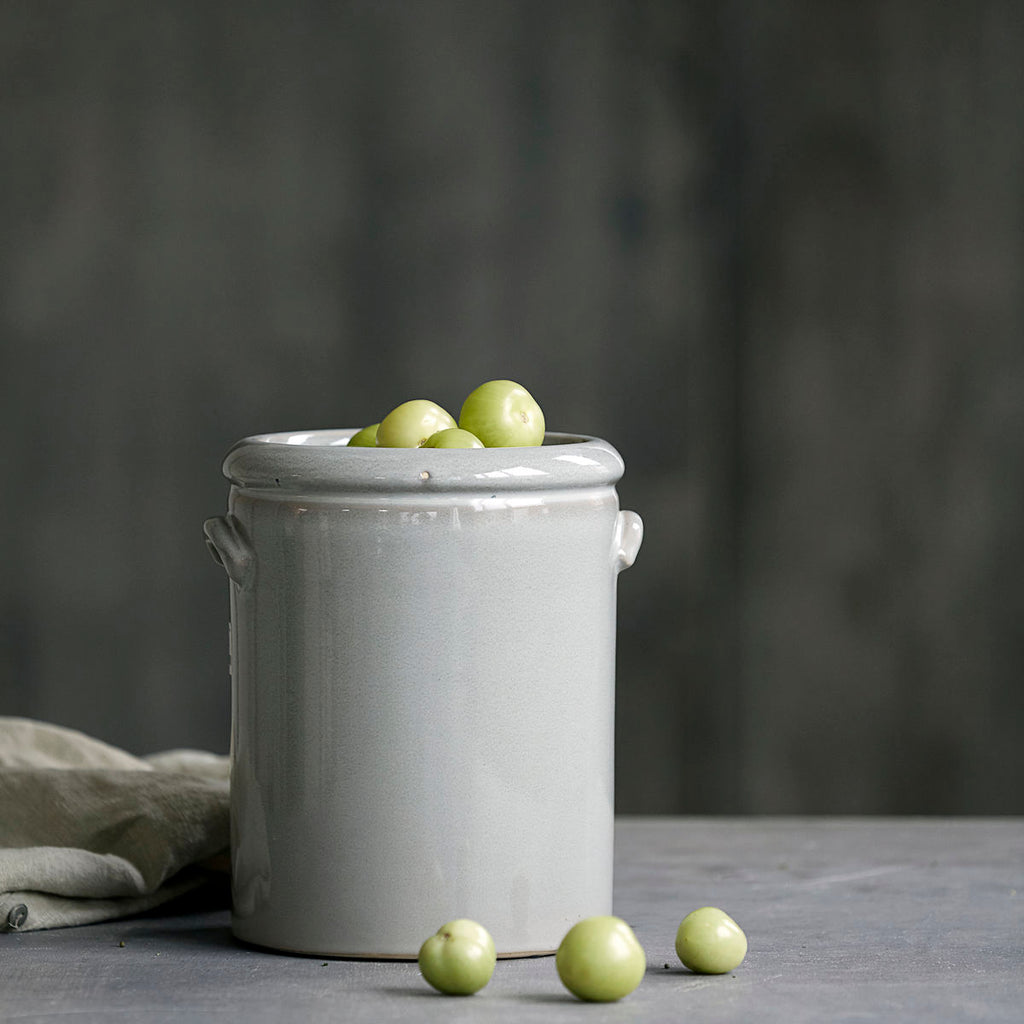 Greige Ceramic Flowerpot Or Utensil Pot - Light Grey - Two Sizes