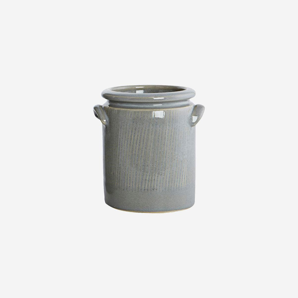 Greige Ceramic Flowerpot Or Utensil Pot - Light Grey - Two Sizes