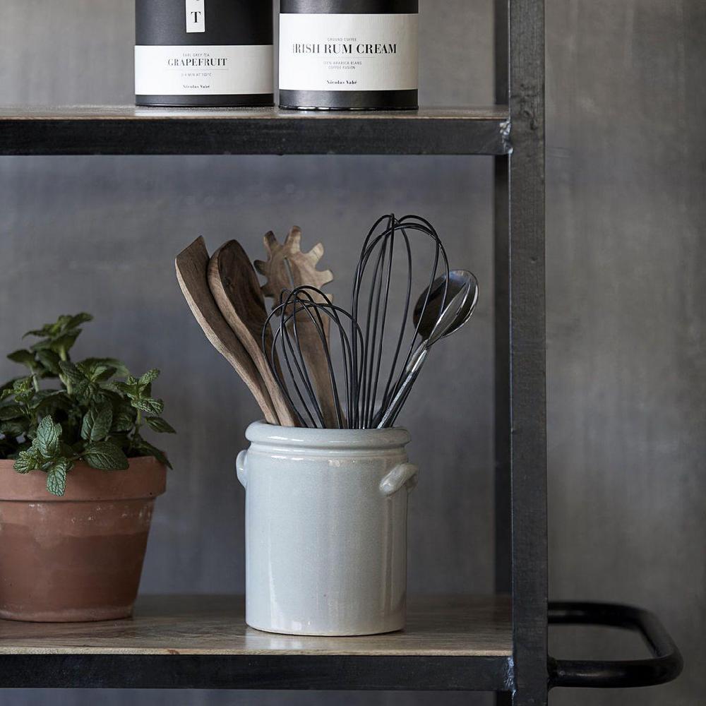 greige Ceramic Flowerpot or Utensil Pot - Light Grey - Two Sizes