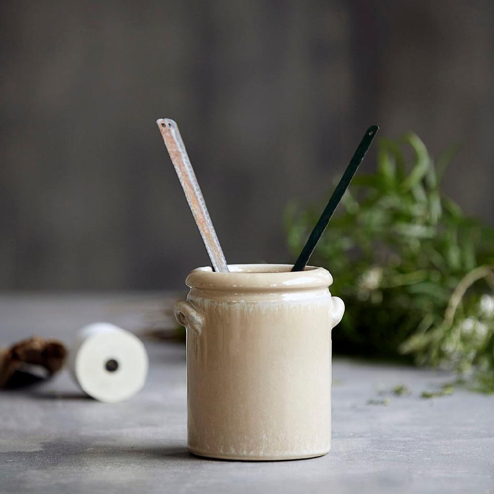 Greige Ceramic Flowerpot Or Utensil Pot - Sand - Three Sizes