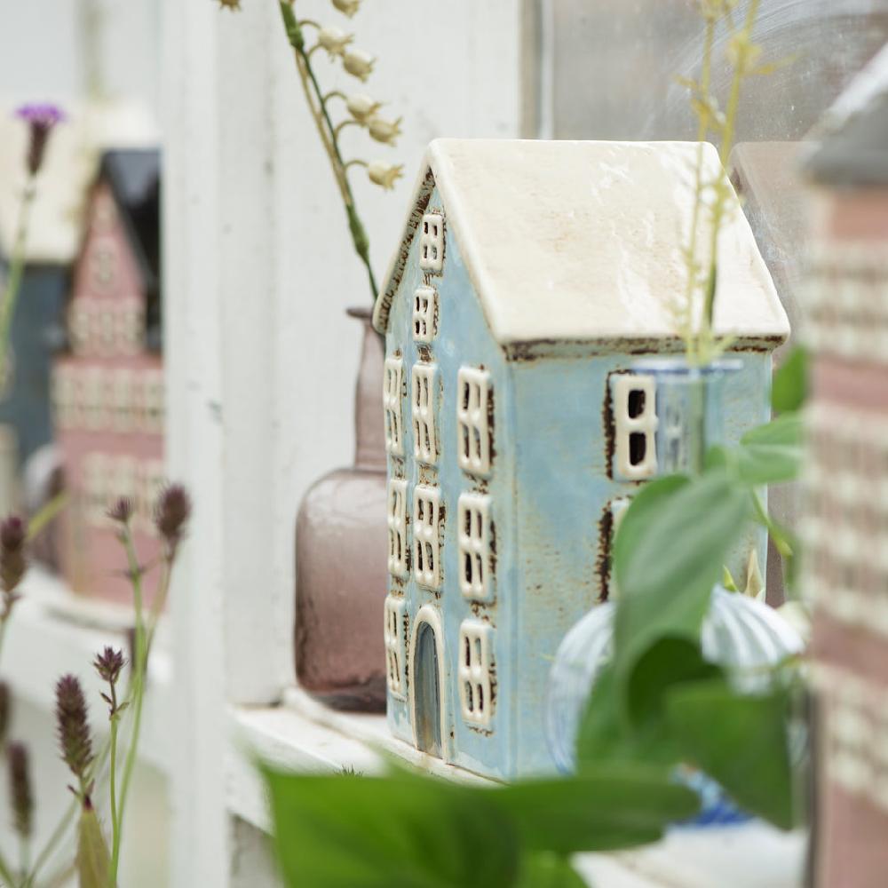 Greige Ceramic House Tealight Holders - Various Colours And Designs