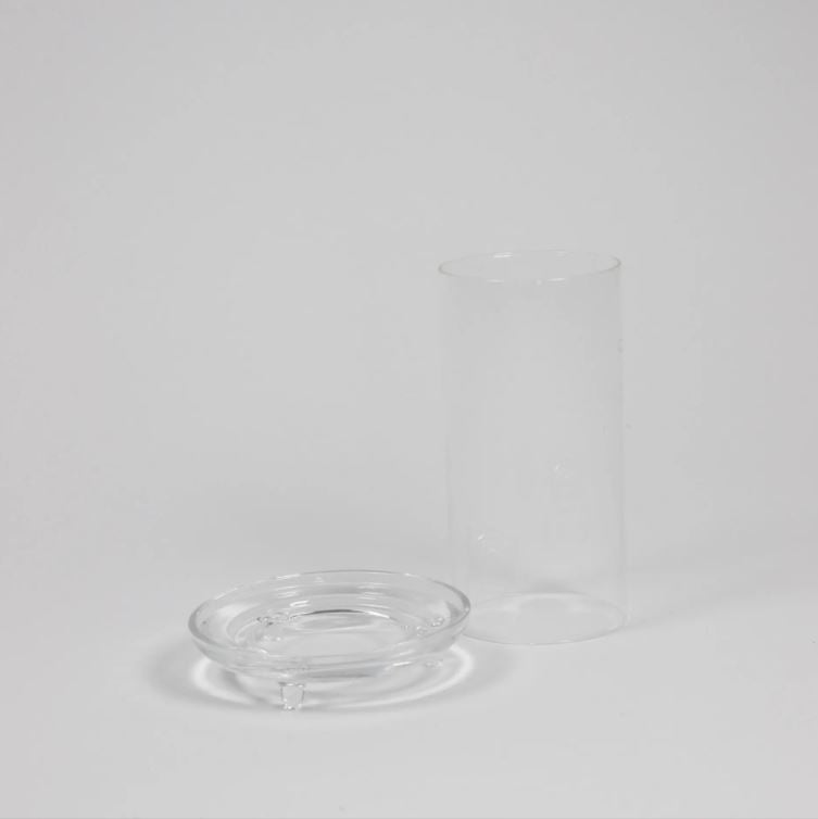 Greige Clear Glass Cylinder Candle Holder Stand For Pillar Candle