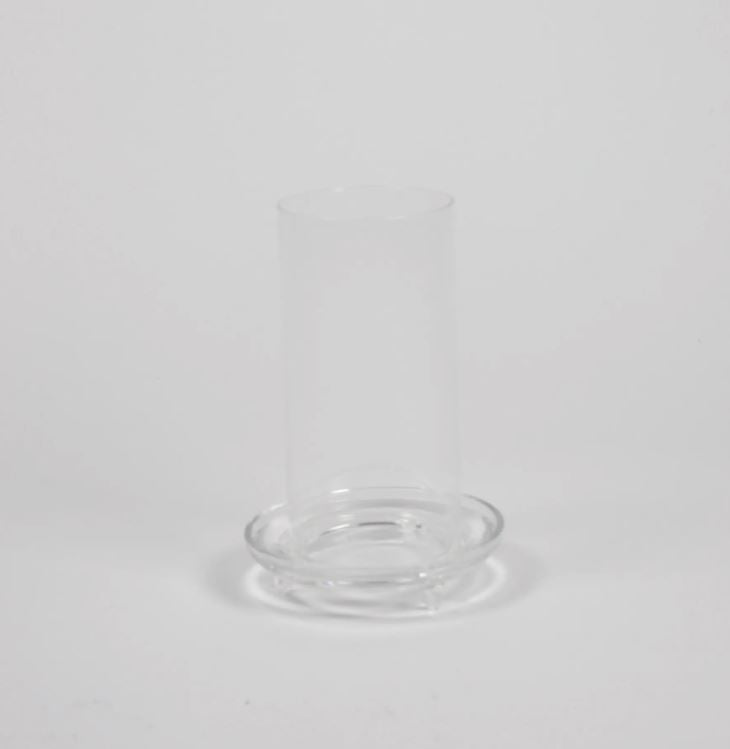 Greige Clear Glass Cylinder Candle Holder Stand For Pillar Candle