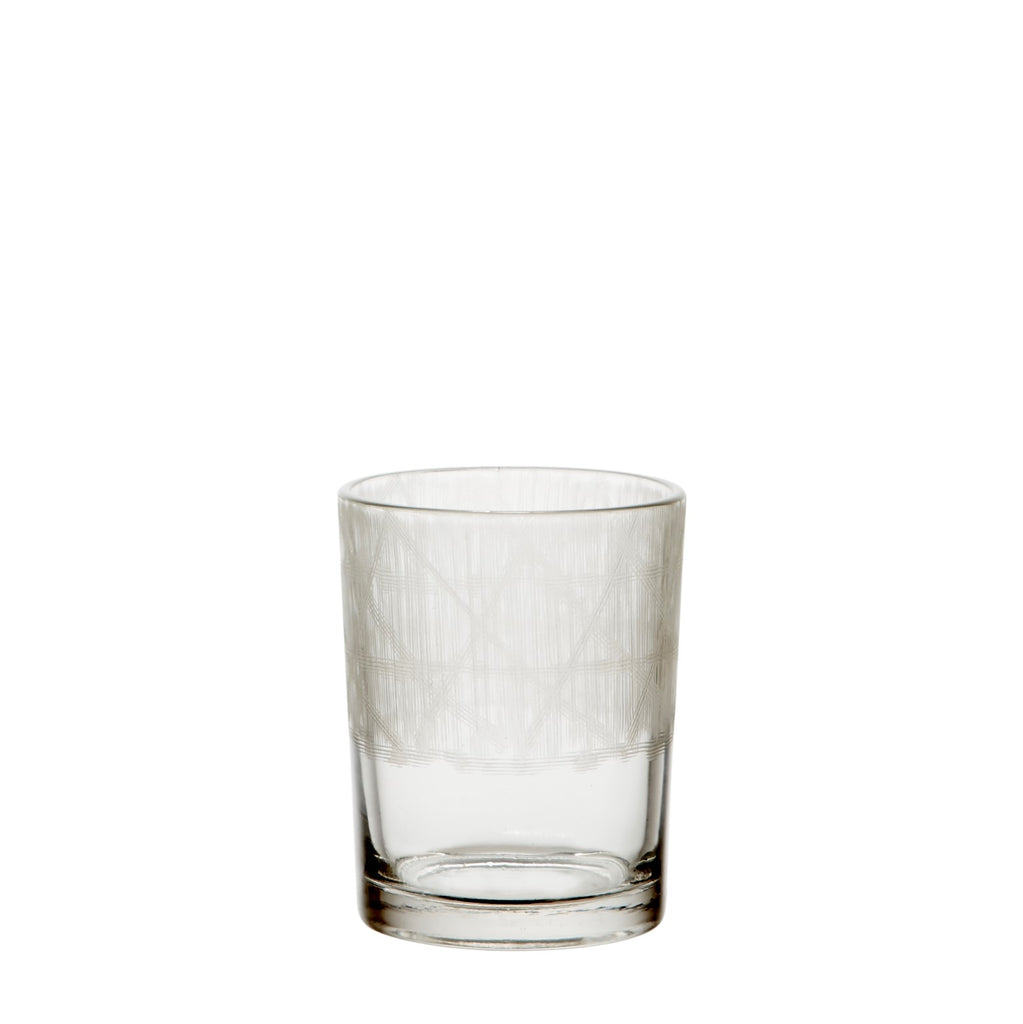 Greige Clear Glass Vase Or Hurricane With Line Cut Pattern - Three Sizes