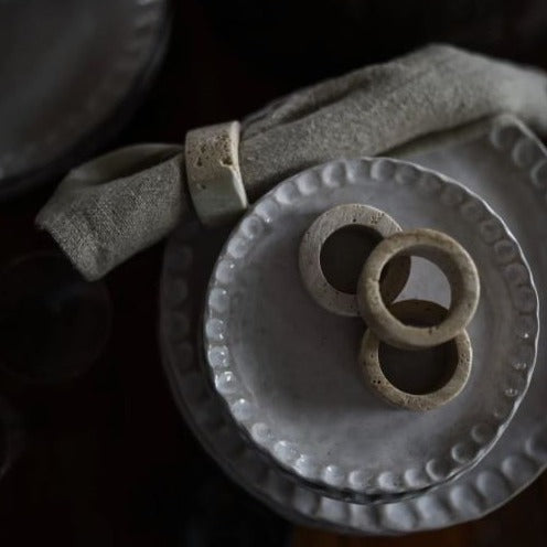 Greige Cleighton Travertine Napkin Rings - Set Of Six