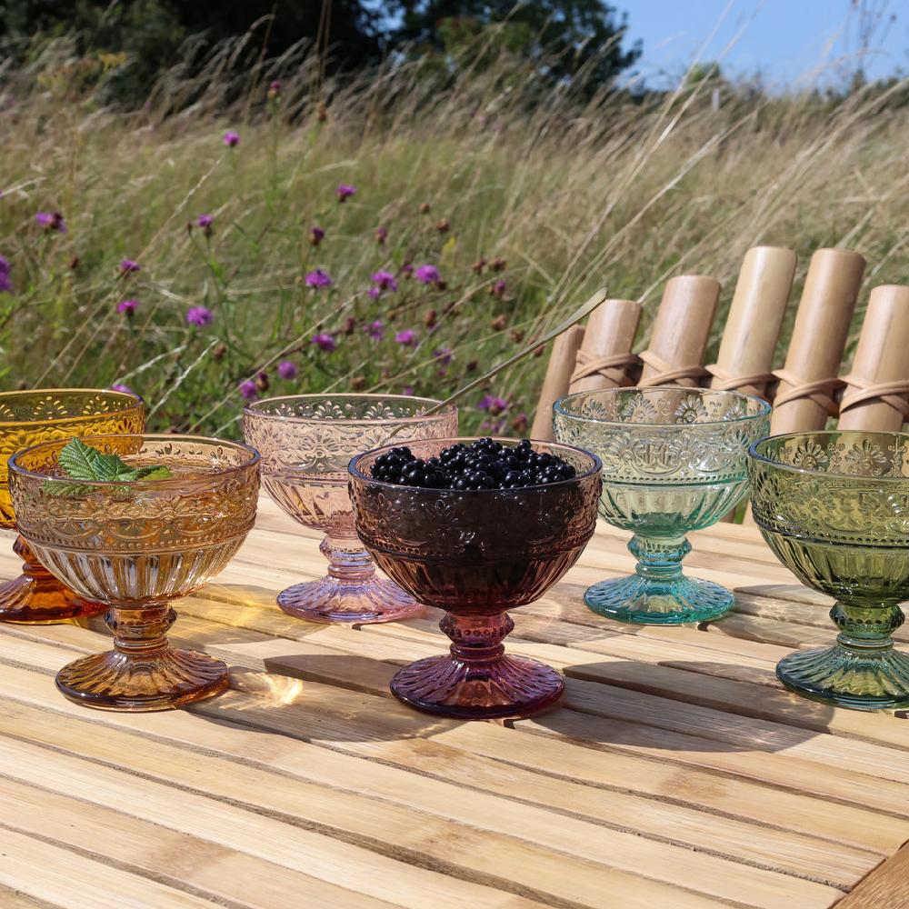 greige Coloured Decorative Glass Bowls - Set of Six Assorted