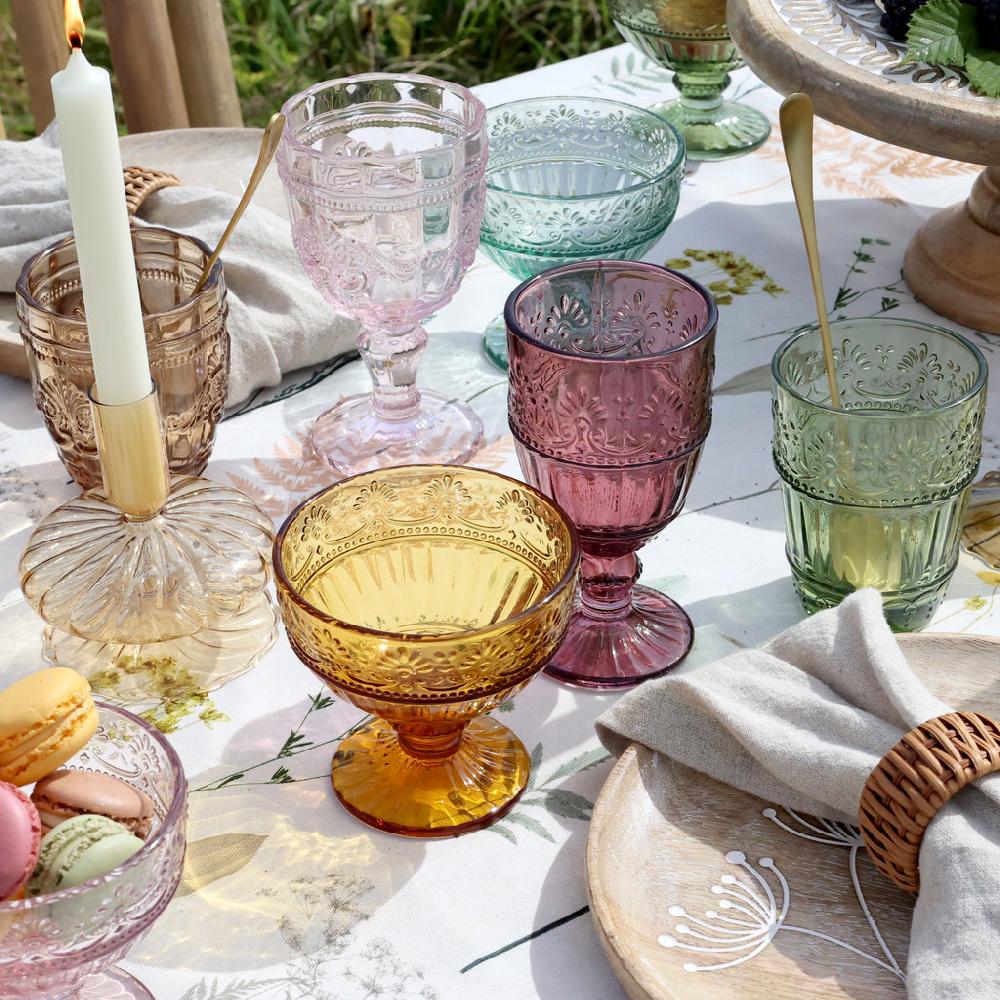 Greige Coloured Decorative Glass Tumblers - Set Of Six Assorted