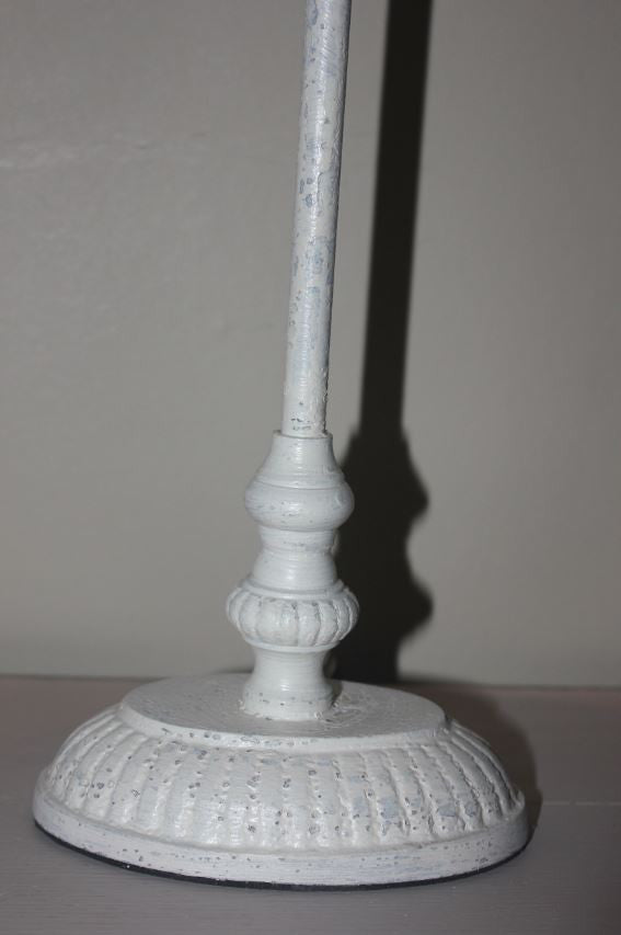 Greige Cream Distressed Metal Bedside Lamps With Shades