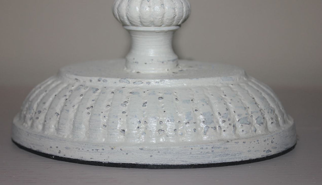 Greige Cream Distressed Metal Bedside Lamps With Shades