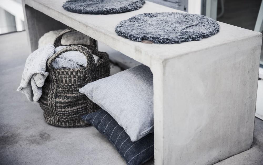 Greige Curly Sheepskin Seat Cover Pad - Graphite Grey Asphalt Stone Or Creme