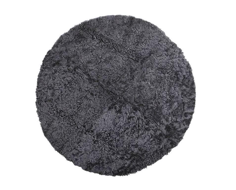 Greige Curly Sheepskin Seat Cover Pad - Graphite Grey Asphalt Stone Or Creme