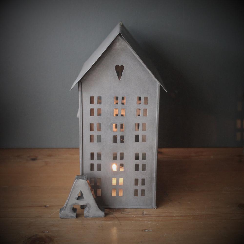Greige Danish Tin Houses For Tealights From Walther & Co