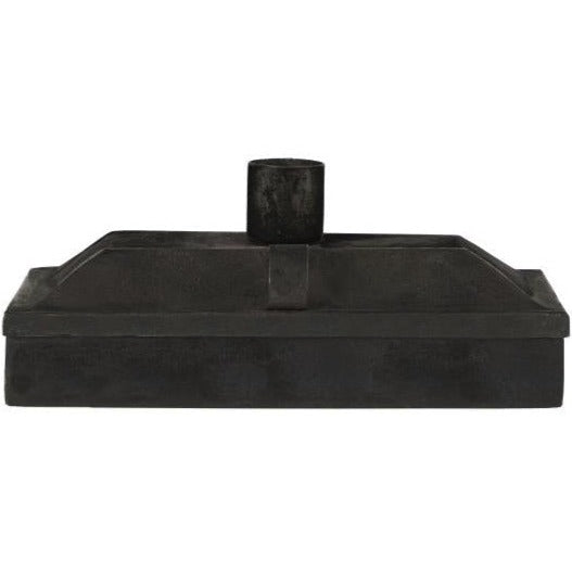 Greige Dark Rust Candle Storage Box With Candle Holder