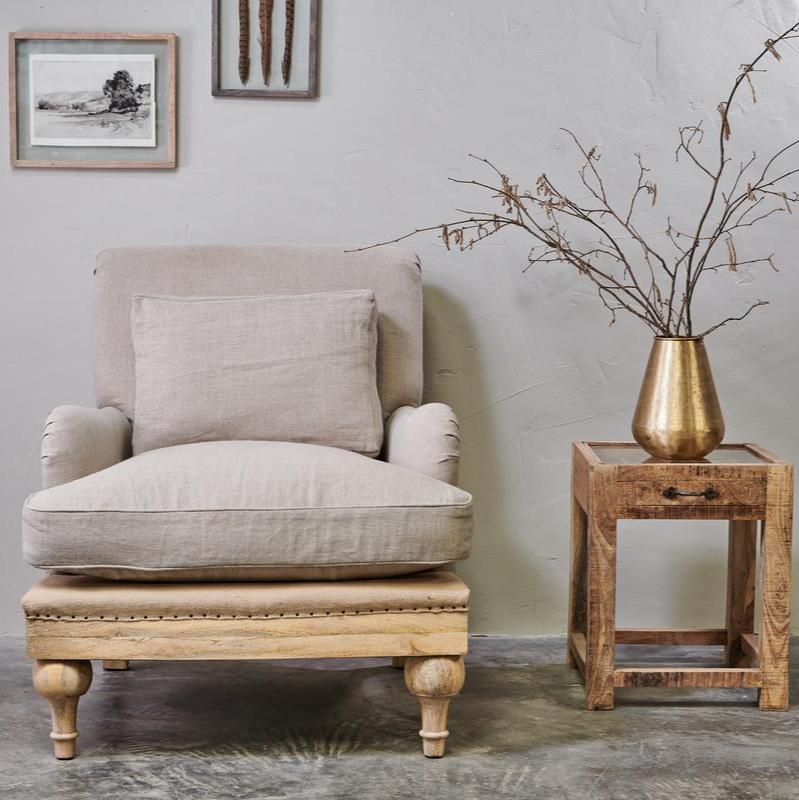Greige Deconstructed Linen Armchair - Various Colour Options