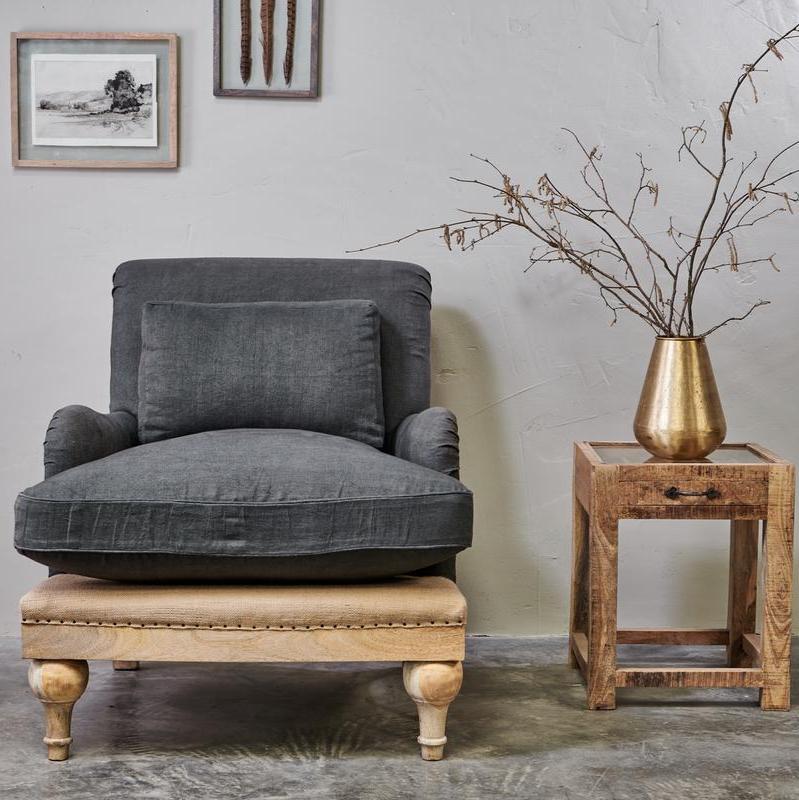 Greige Deconstructed Linen Armchair - Various Colour Options