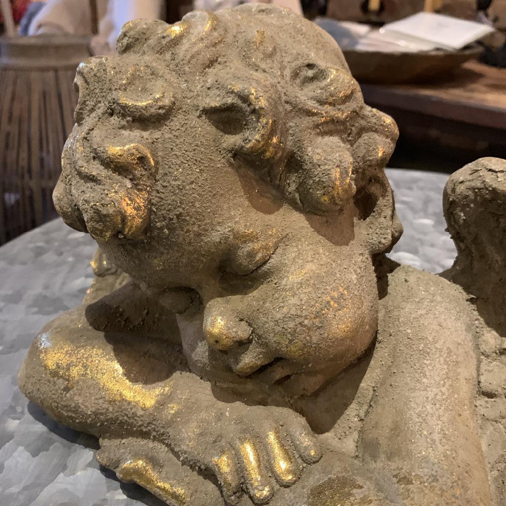 Greige Decorative Antique Grey And Gold Angel Cherub