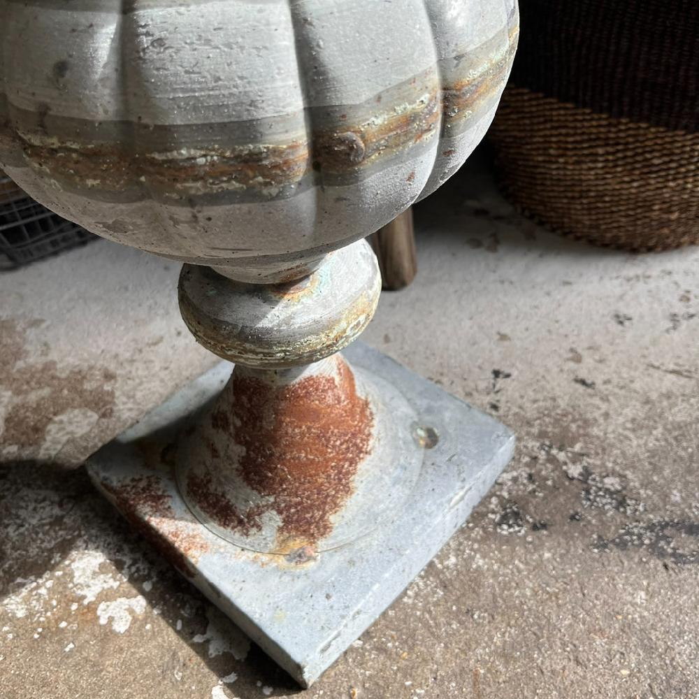 Greige Decorative Antiqued Galvanised Urn - Two Size Options