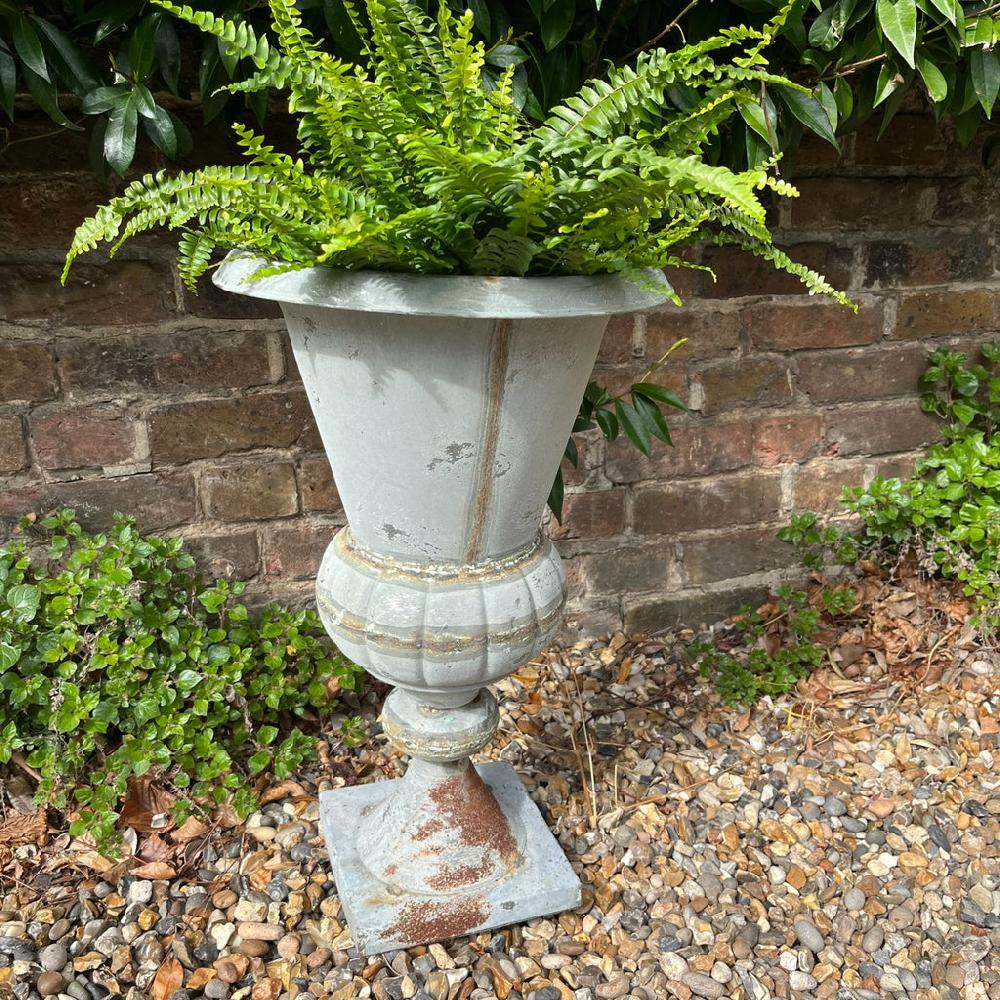 greige Decorative Antiqued Galvanised Urn - Two Size Options