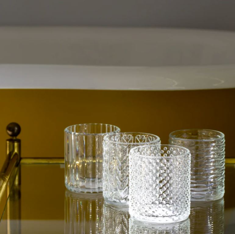 Greige Decorative Glass Tealight Holders - Set Of Four