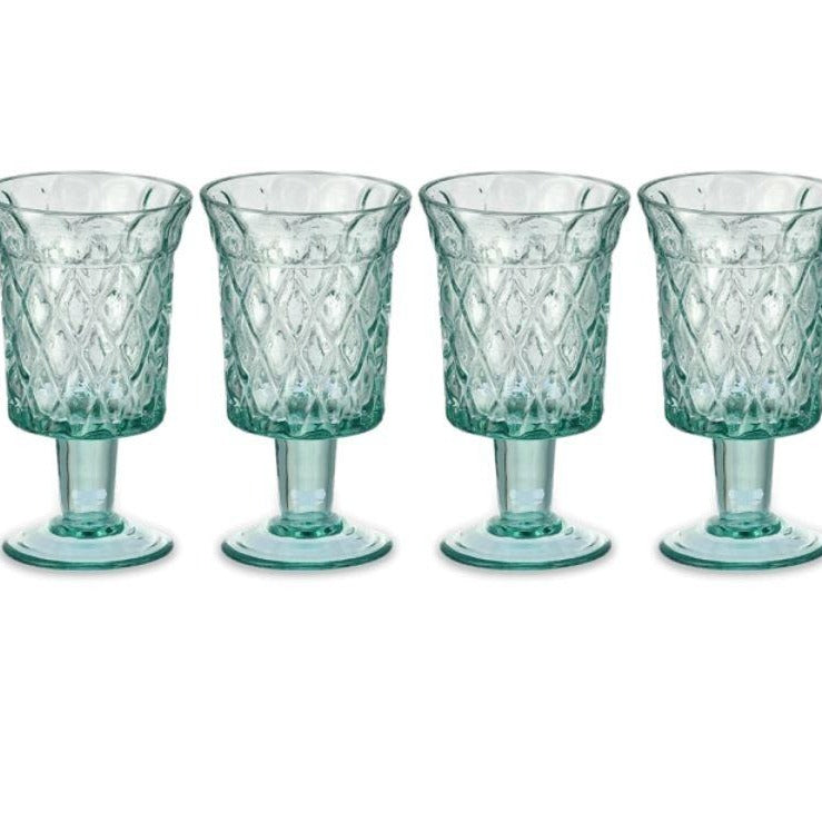 Greige Decorative Recycled Glass Wine Glasses - Set Of Four