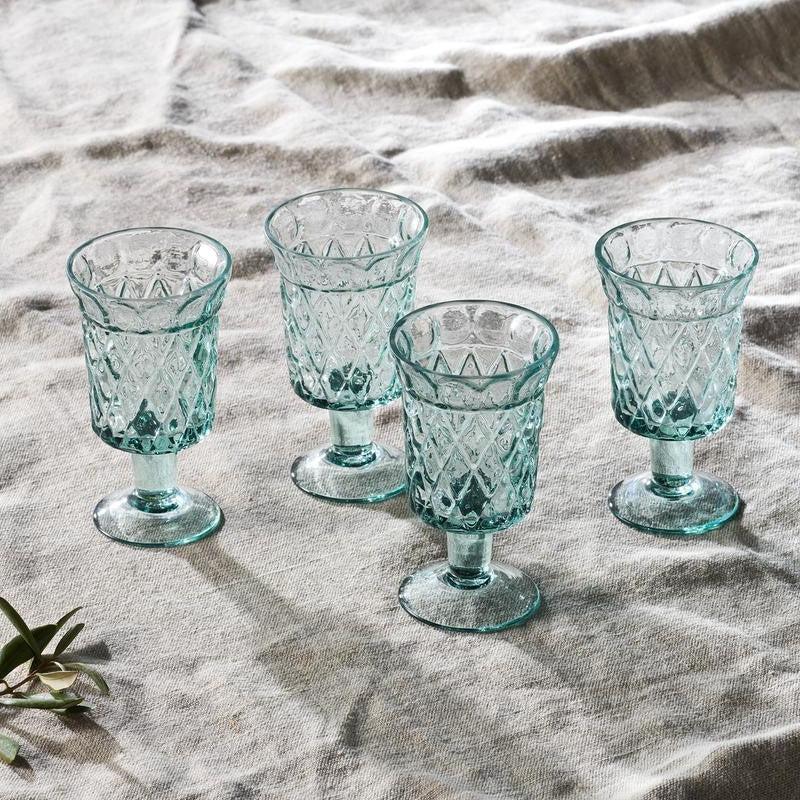 greige Decorative Recycled Glass Wine Glasses - Set of Four