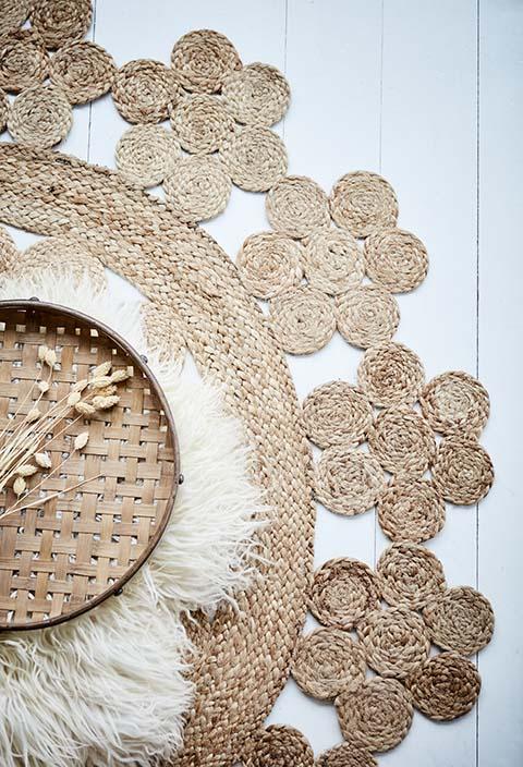 Greige Decorative Round Jute Rug - 150cm Diameter- Style A