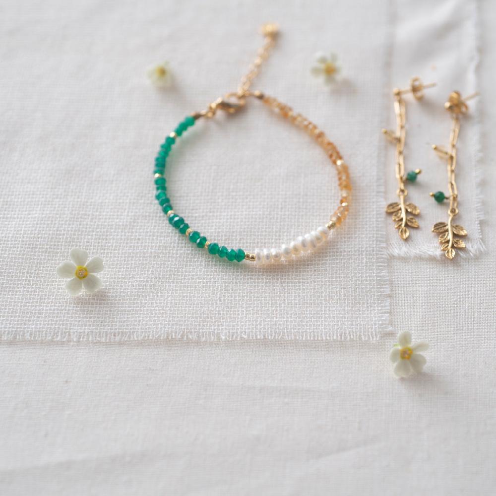 greige Desire Citrine Aventurine Gold Bracelet - A Beautiful Story