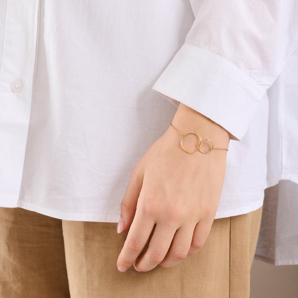 Greige Double Plain Circles Bracelet - Gold - Pernille Corydon