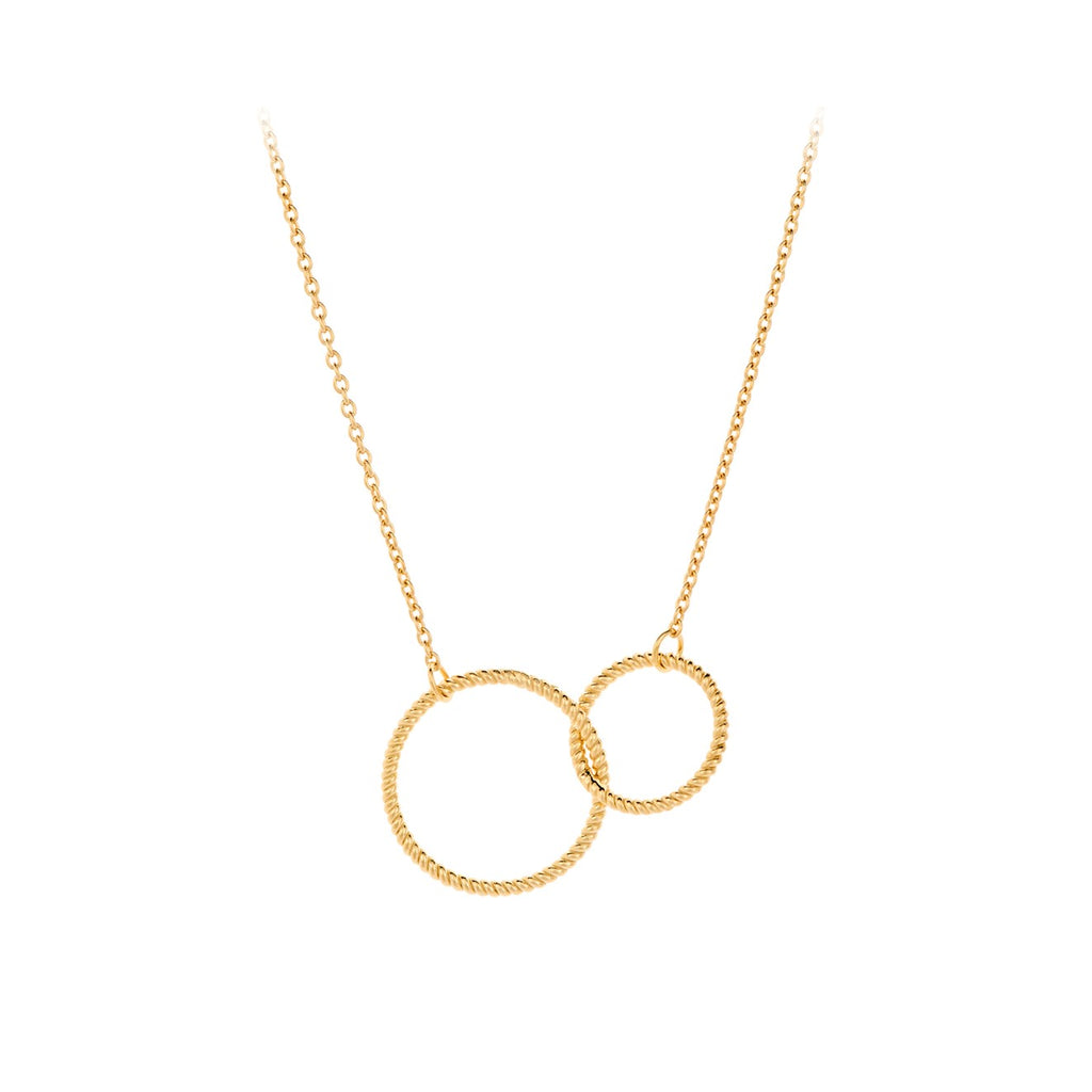 greige Double Twisted Circles Necklace - Gold - Pernille Corydon