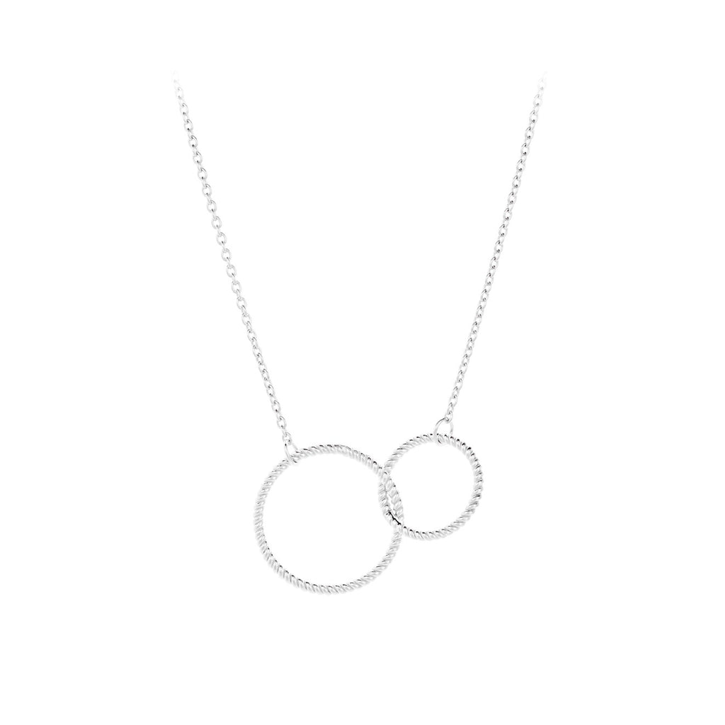 Greige Double Twisted Circles Necklace - Silver - Pernille Corydon