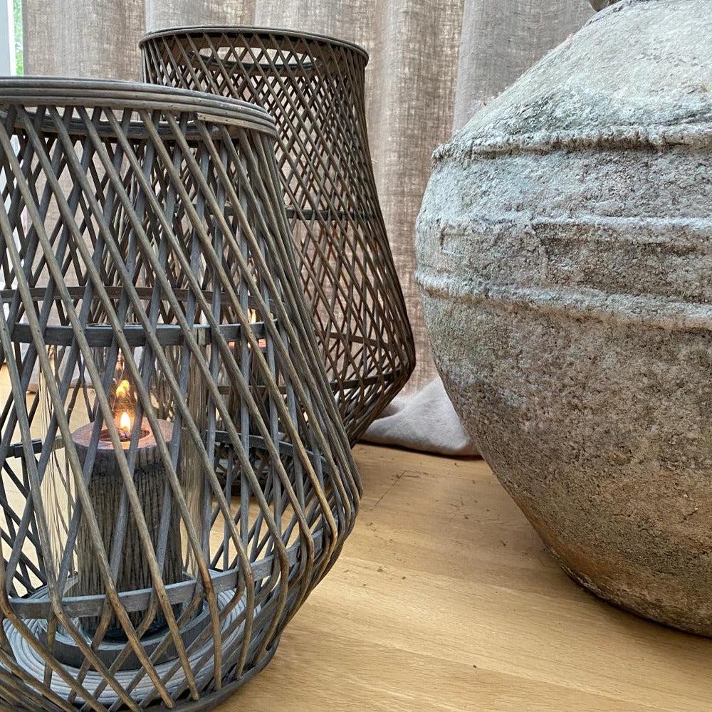 Greige Dove Grey Bamboo Lantern - Anita - Broste Copenhagen - Two Sizes
