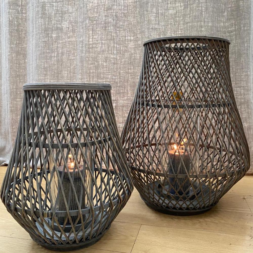 Greige Dove Grey Bamboo Lantern - Anita - Broste Copenhagen - Two Sizes
