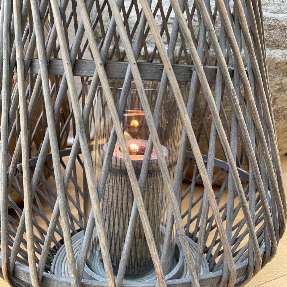 Greige Dove Grey Bamboo Lantern - Anita - Broste Copenhagen - Two Sizes