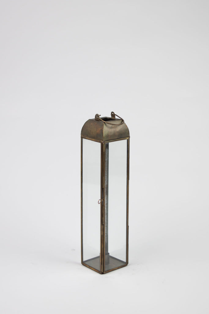 Greige Duo Lantern - Pillar Or Dinner Candle - Brown - Two Size Options