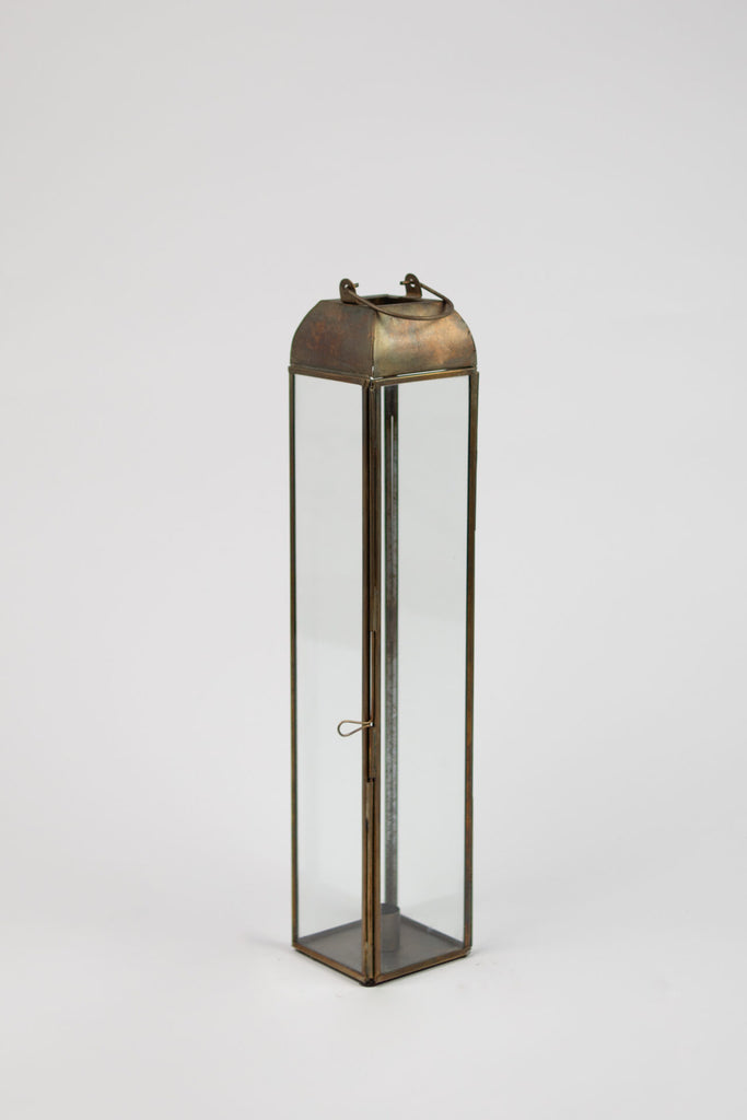 Greige Duo Lantern - Pillar Or Dinner Candle - Brown - Two Size Options