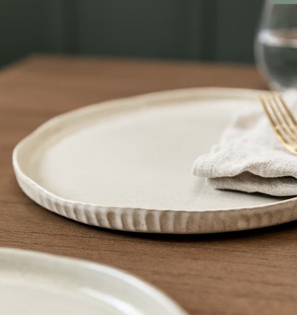 Greige Earthenware Oval Serving Plate - Two Size Options