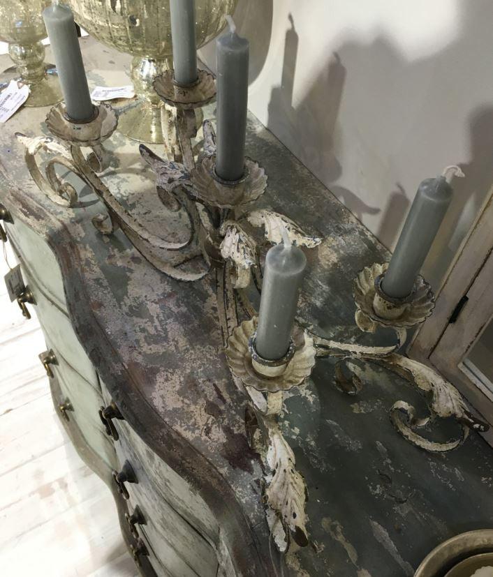 Greige Elaborate French Style Metal Candle-Holder (for 5 Candles)