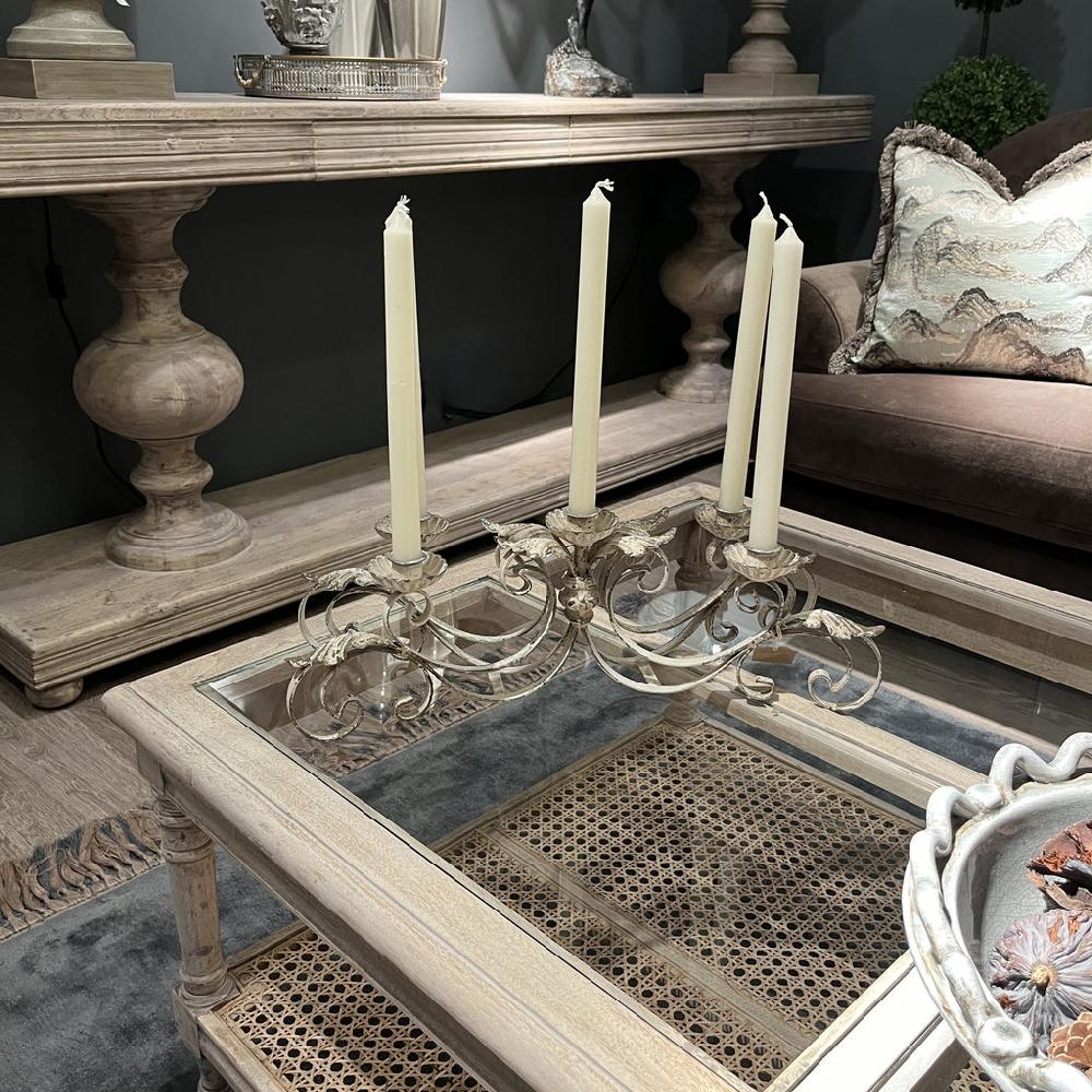 greige Elaborate French Style Metal Candle-Holder (for 5 Candles)