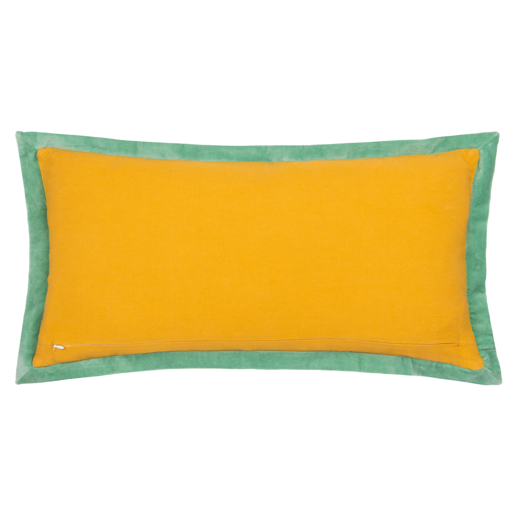 Greige Embroidered Velvet Cushion - Frond Design - Various Colours