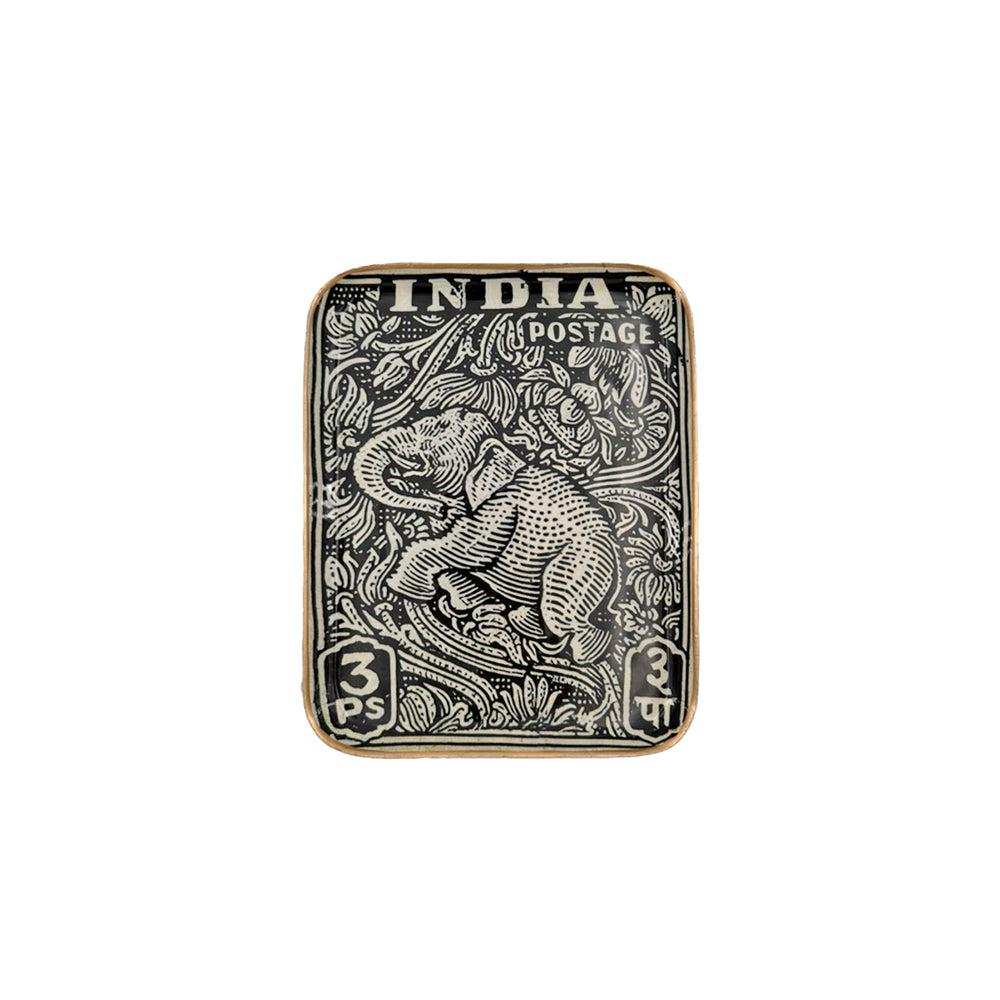 Greige Enamelled India Postage Tray - Small - Boncoeurs