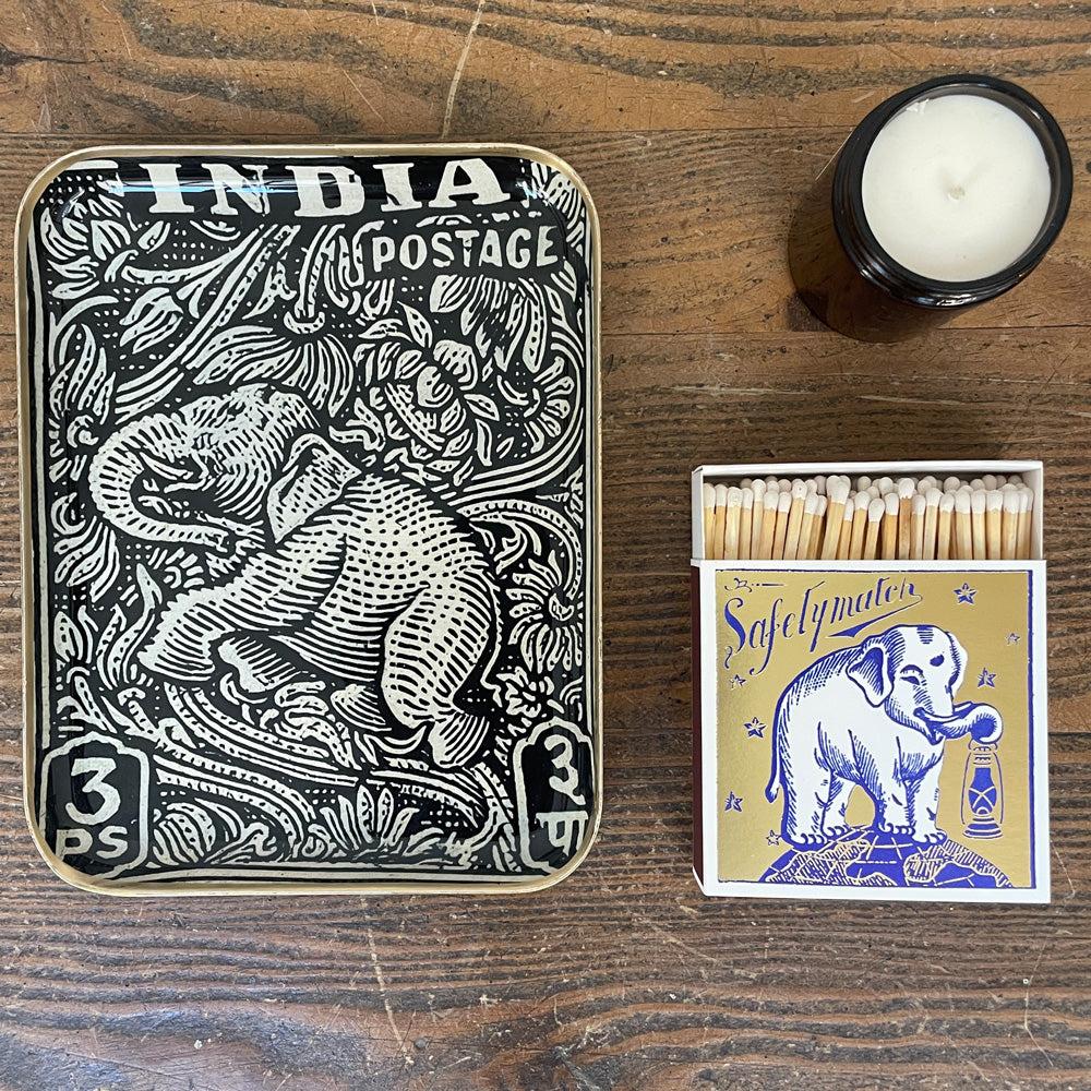 greige Enamelled India Postage Tray - Small - Boncoeurs