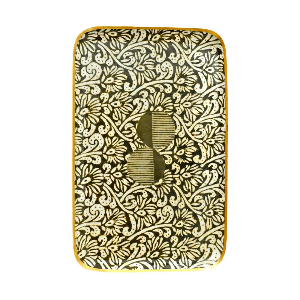 greige Enamelled Maki Vetiver Tray - Medium - Boncoeurs