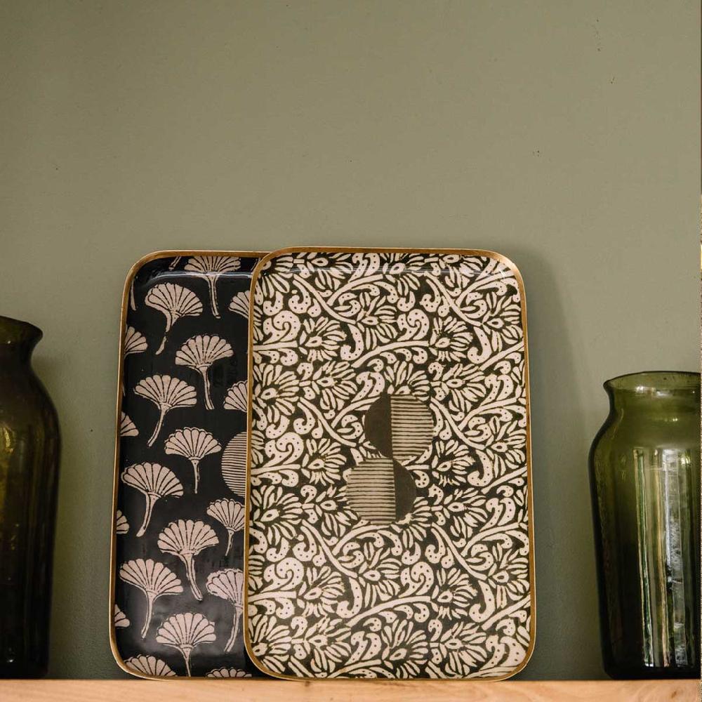 Greige Enamelled Maki Vetiver Tray - Medium - Boncoeurs