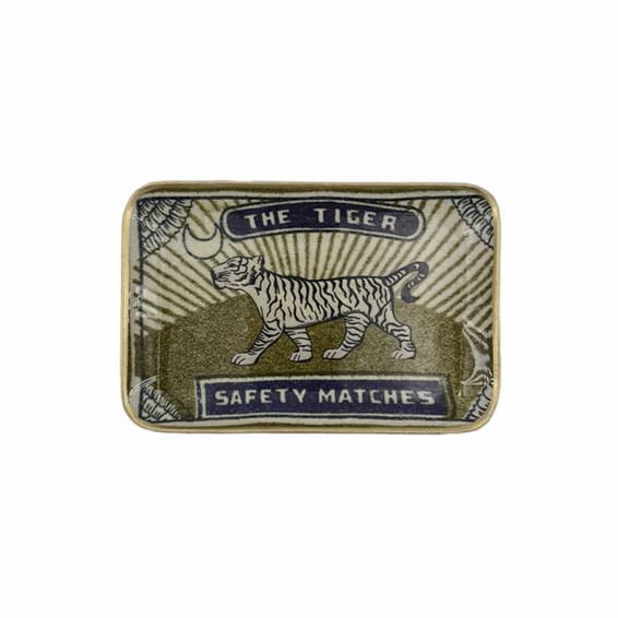 Greige Enamelled The Tiger Safety Matches Tray - Mini - Boncoeurs