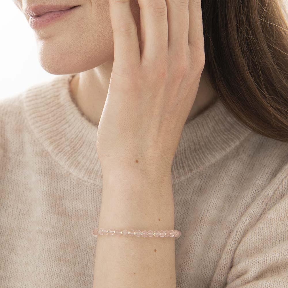 Greige Energy Rose Quartz Gold Bracelet - A Beautiful Story