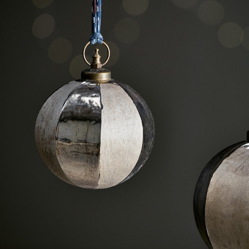 Greige Etched Gold Stripe Giant Baubles - Two Size Options