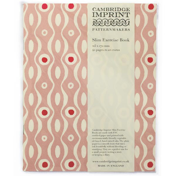 greige Exercise Book - Persephone Pink & Raspberry - Cambridge Imprint