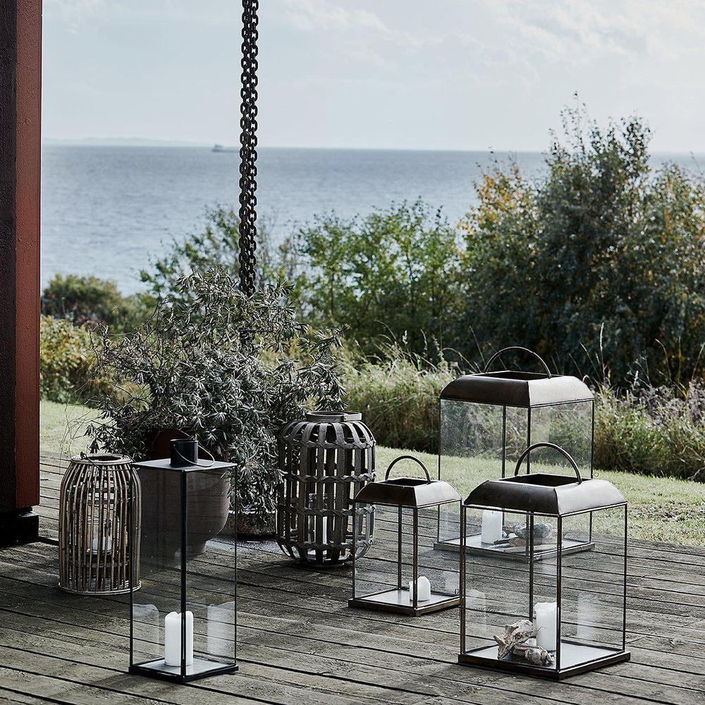 greige Extra Large Mandurai Antique Brass Lantern - H70.5cm